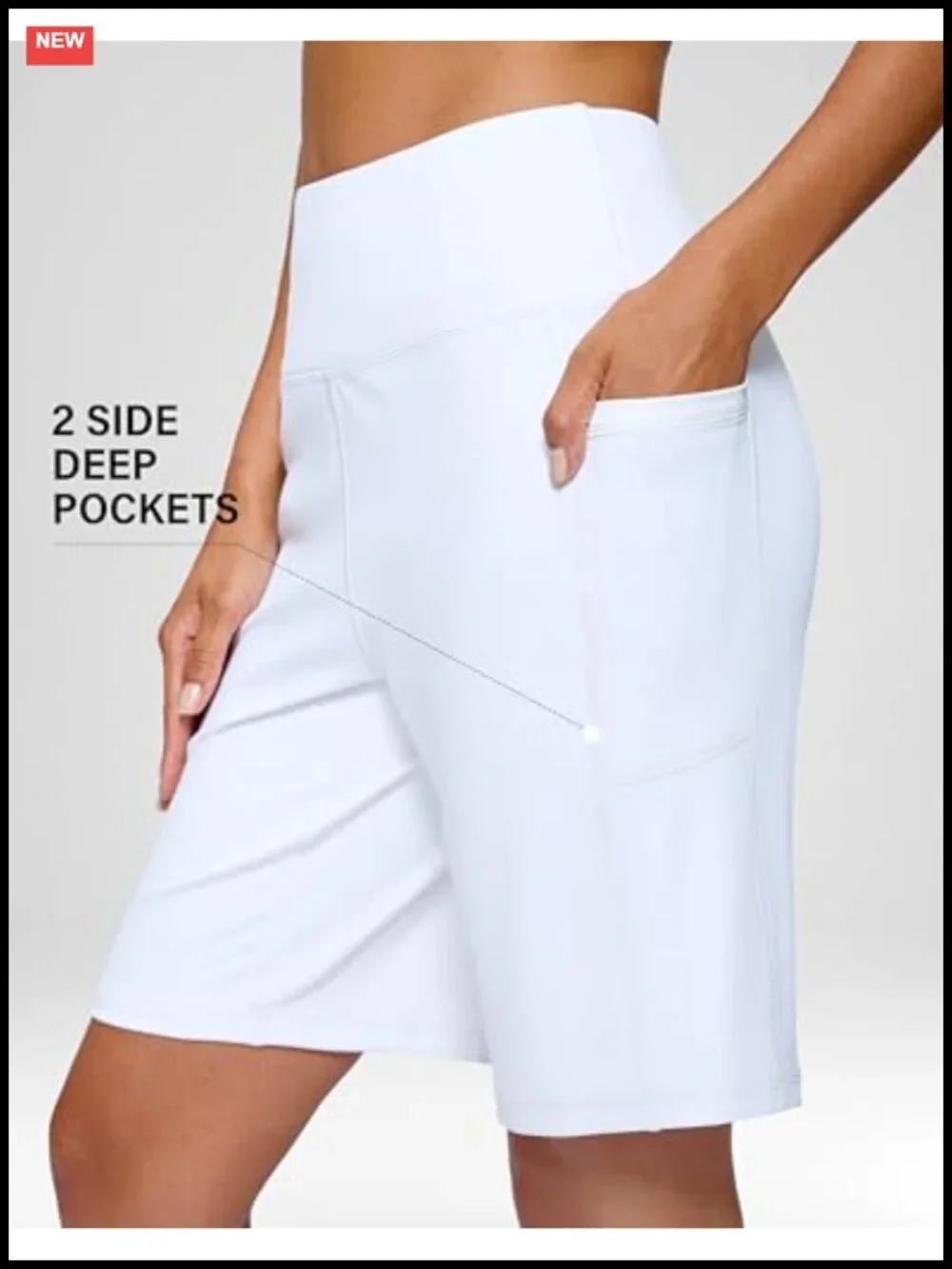 High Waisted Bermuda Shorts with Pockets 7 or 9 Inch Inseam Athletic Walking